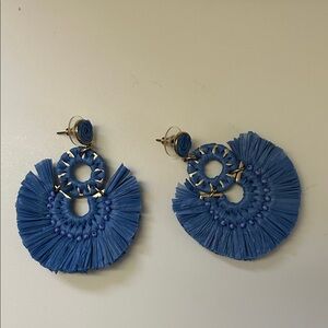 Jcrew Blue Raffia Statement Earrings
